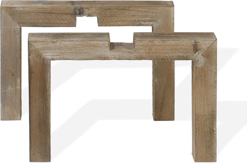 Red Co. 6” Tall Criss-Cross Distressed Wood Floor Plant Stand Holder, Natural Brown...