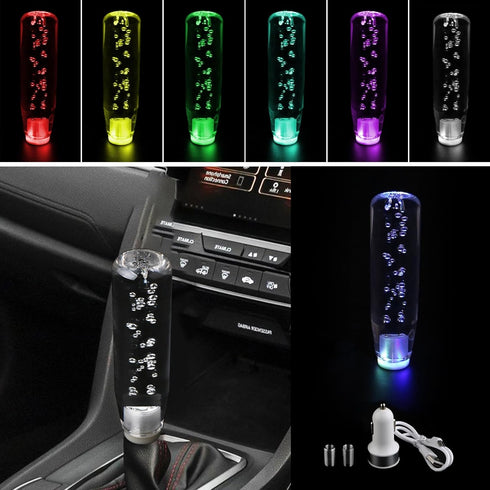 1 PC Car LED Luminous Crystal Gear Shifter, Personalized Crystal Bubbles with Colorful Lights Shift Knob, 5.9" Cool Shift Head, Universal for Cars...
