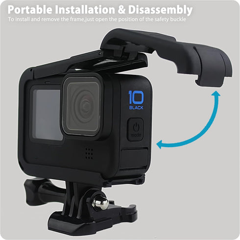 FitStill Protective Accessories Kit Frame Case Compatible with Go Pro Hero 9/10/11/12 Black,Vlog Cage Case with Cold Shoe Adapter&Side Cover&Lens ...