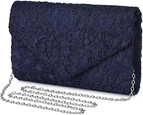 Women Lace Evening Clutch Purse Floral Envelope Handbag Elegant Prom Wedding Party Bag...