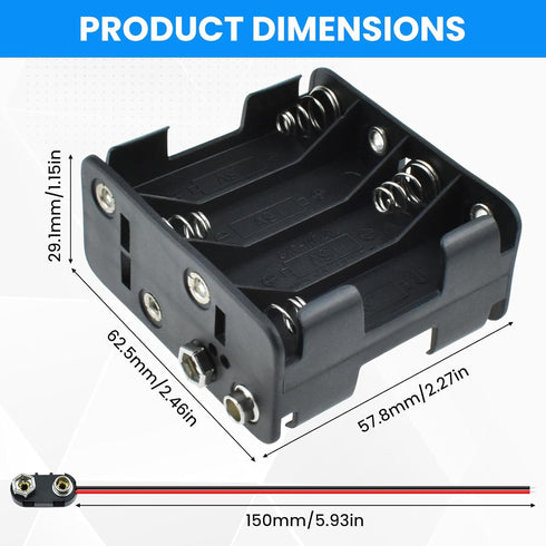 SDTC Tech 2-Set 8X 1.5V AA Battery Holder and I Type Snap Connector Kit 12 Volt Thicken Plastic Battery Case Box...