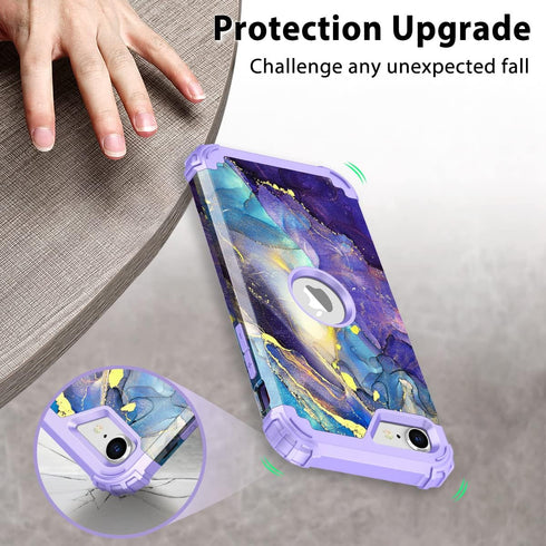 Rancase for iPhone SE 2022/2020 Case,Three Layer Heavy Duty Shockproof Protection Hard Plastic Bumper +Soft Silicone Rubber Protective Case for Ap...