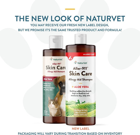 NaturVet Aller-911 Skin Care Allergy Aid Pet Shampoo With Aloe Vera – Pet Health Supplement Shampoo & Grooming Aid for Dermatitis, Dog Skin Allerg...