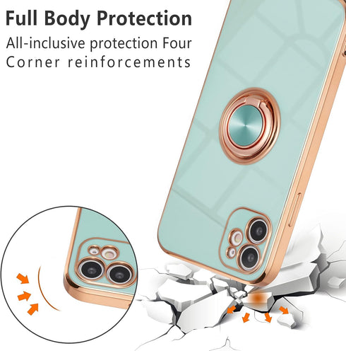EYZUTAK Electroplated Magnetic Ring Holder Case, 360 Degree with Rotation Metal Finger Ring Holder Magnet Car Holder Soft Silicone Shockproof Cove...