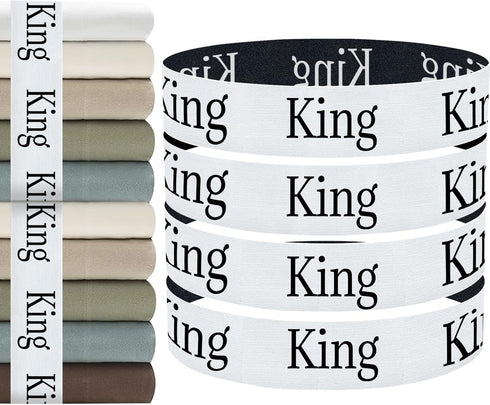 Sheet Organizers and Storage Bands - Elastic Bed Sheet Straps/Sheet Storage Organizer for Linen Closet, 4 Pieces (King)...
