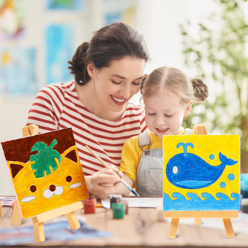 16 Pcs 5 Inch Mini Wood Display Easel, A-Shaped Small Wood Easel for Displaying Small Canvases, DIY Crafts, Photos, Gift, Home Decoration...