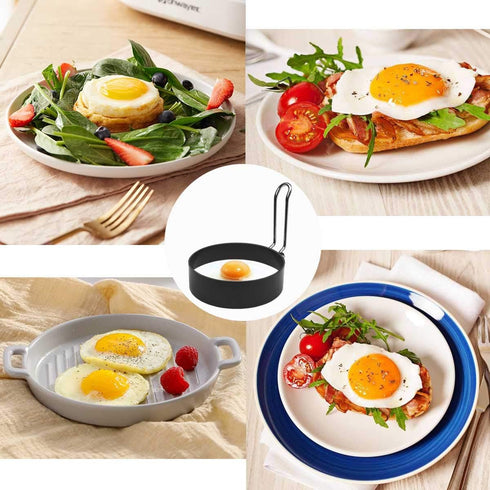 4 Pack Stainless Steel Eggs Maker Non Stick Round Egg Cooker for Cooking Cooking Rings Shaper for Frying Pancake Sandwiches Metal Handle Household...