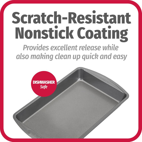 GoodCook 11" x 7" Nonstick Steel Cake Baking Pan, Multipurpose Nonstick Baking Pan for Brownies, Biscuits, and Cake, Gray...