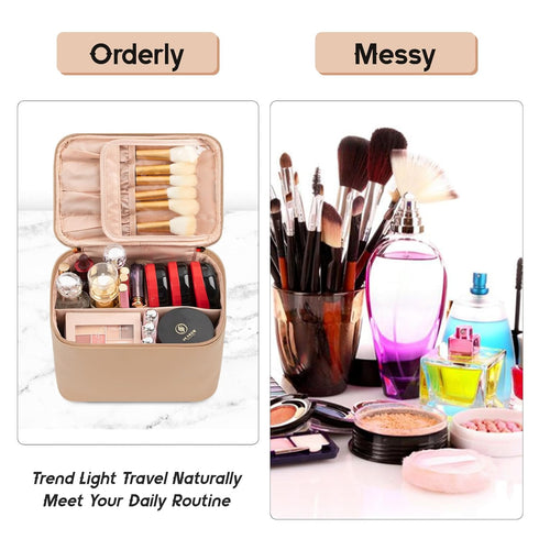 Makeup Bag, Large Capacity Make Up Bag for Cosmetics Vertical Storage,Toiletry Bag for Skincare Makeup Organizer Bag for Travel,With Makeup Brushe...