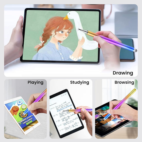 Stylus Pen for iPad, Honiha 3 in 1 Magnetic Stylus Pencil High Sensitivity Disc & Fiber & Rubber Tip Touch Screen Pen Universal Stylus for iPad iP...