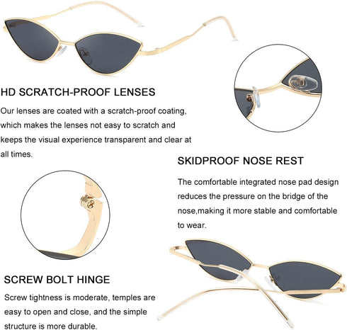 Dollger Cat Eye Cute Sunglasses for Women Men Triangle Vintage Trendy Cool Sun Glasses...