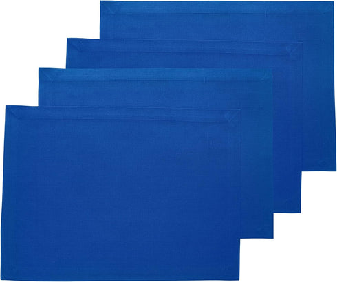Solino Home Cotton Linen Placemats Set of 4 - Blue Placemats 14 x 19 Inch - Machine Washable Table Mats for Summer - Dru...