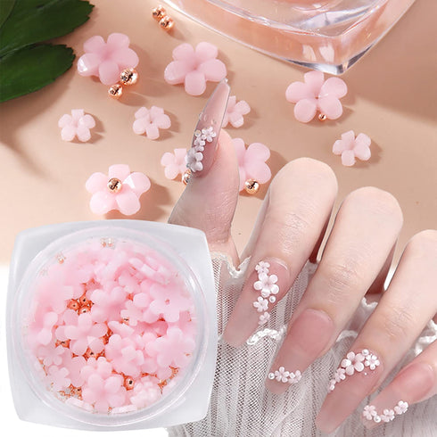 SILPECWEE Light Change Flower Nail Charms 3d Nail Flower Gold and Silver Caviar Nail Art Charms Nail Jewelry for Acrylic Nails DIY Craft Nail Desi...