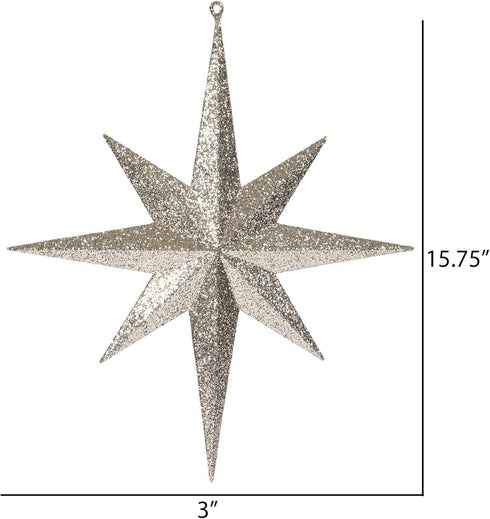 Vickerman 15.75" Rose Gold Iridescent Glitter Bethlehem Star Christmas Ornament...