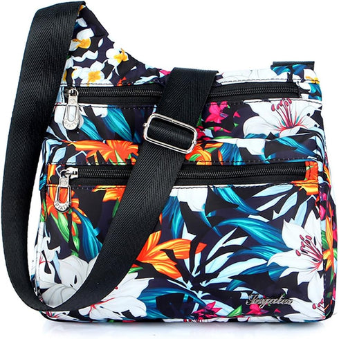 Nylon Multi-Pocket Crossbody Purse Bags for Women Travel Shoulder Bag...