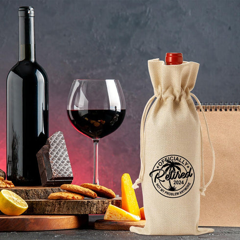 PKW 1Pcs Retirement Wine Bag, 2024 Officially Retired Wine Bags, Retirement Gift for Men Woman, Funny 2024 Retirement Gifts for Teachers Coworkers...