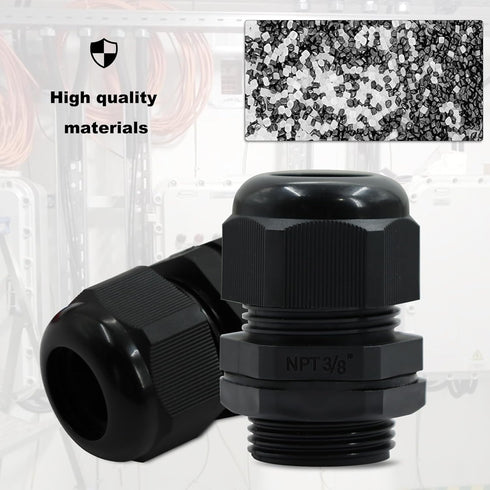 12 Pcs 3/4" Black NPT Cable Glands IP68 Waterproof Connectors for Electrical Box Nylon Cord Grip Strain Relief...