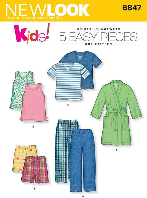 New Look Sewing Pattern 6847 Child Sleepwear, Size A (3-4-5-6-7-8)...