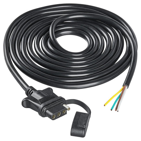 Vehicle-side 4 Pin Trailer Wire Connector 10 Feet Heavy Duty 18AWG 4 Way Flat Female Trailer Wiring Harness Towing Replacement 4 Prong Trailer Lig...