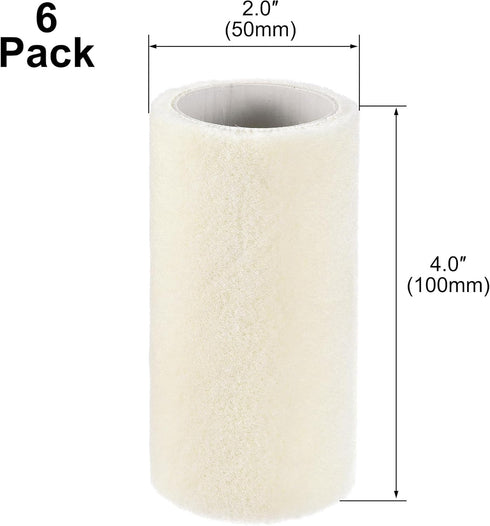 uxcell Paint Roller Cover 4 Inch x 3/16" Nap Mini Wool Brush for Household Wall Painting Treatment 6Pcs...