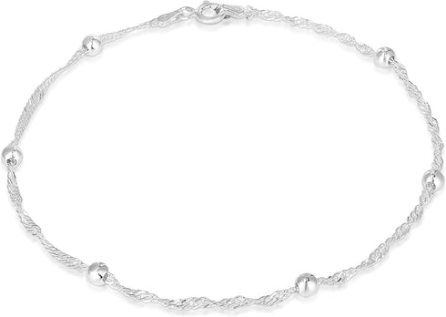 925 Sterling Silver Anklets For Women, Ankle Bracelets for Women, Basic Chain Link Anklets For Women Anklets, Beach Anklets, Bead Anklet, Summer J...