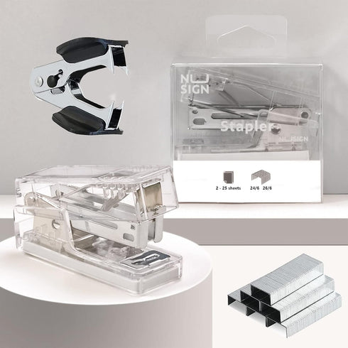 Mini Stapler with Staples, Small Transparent Stapler,25 Sheet Capacity,Includes 640 Staples and Staple Remover, Easy to Carry and Store?Small Stap...