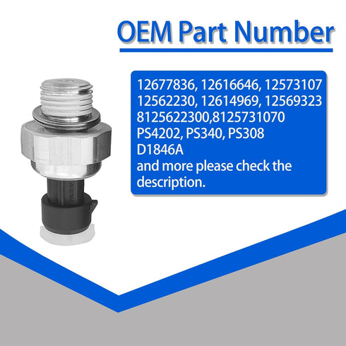 Engine Oil Pressure Sensor Switch Replaces D1846A Compatible with Chevy Silverado Suburban Tahoe GMC Yukon Impala Pontiac G8 12677836,12616646, 12...