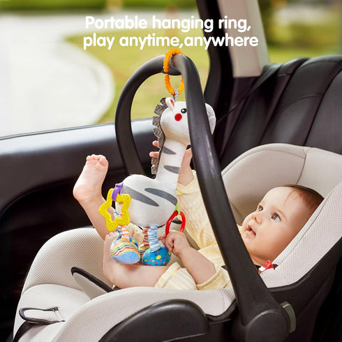 TUMAMA Baby Hanging Toys, Plush Animals Baby Rattle Crinkle Squeaky Toys Car Seat Stroller Mobile Toys, Baby Toys for 0 3 6 9 12 Months, Sensory L...