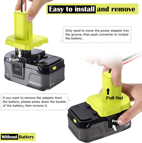 2 Packs Power Wheel Adapter for Ryobi 18V Battery Adapter Power Wheels Battery Conversion Kit with Fuses & Wire Terminals, 12AWG Wire, Power Conne...