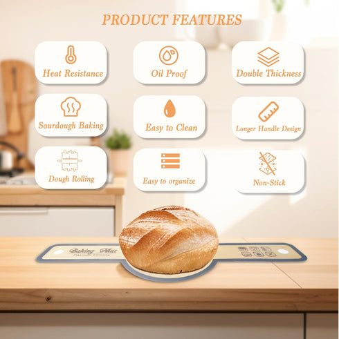 Silicone Bread Sling for Dutch Oven, Reusable Non-Stick Sourdough Baking Mat with Long Handles, Silicone Bread Sling Baking Mat For Transfer Sour ...