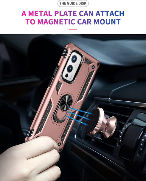 Military Grade Drop Impact for Oneplus 9 Case Oneplus 9 5G Case 360 Metal Rotating Ring Kickstand Holder Armor Heavy Duty Shockproof Case for Onep...