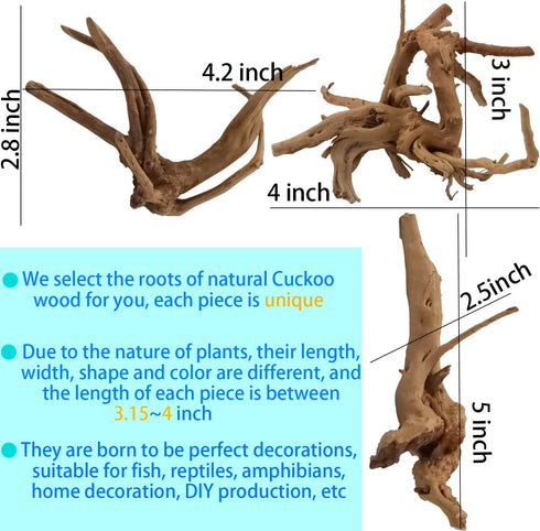 8 Pack Natural Driftwood for Aquarium, Aquarium Decor Spider Wood Freshwater Fish Tank Reptile Driftwood Branch (3.15"- 4")...