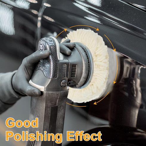 Tallew 6 Pcs 3 Inch Wool Polishing Pad Hook Loop Buffing Pad for Drill Curved Edge Compound Cutting Tool Drill Polisher Attachment Wheel Polish Ki...