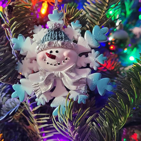 Glitter Snowman and Snowflake Christmas Ornaments (Set of 12)...