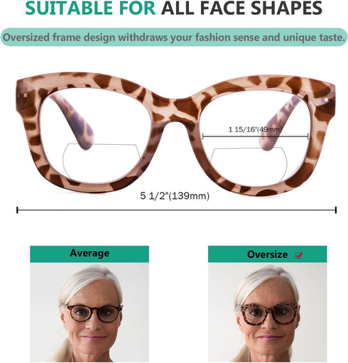 Eyekepper 4-Pack Large Frame Bifocal Reading Glasses Women Bifocal Readers +2.00...