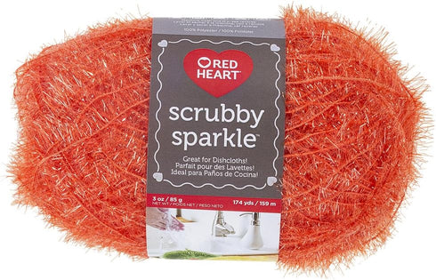 Red Heart Scrubby Sparkle E851.8260 Yarn, Orange...