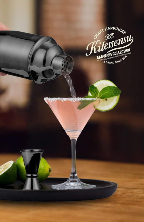 KITESSENSU Cocktail Shaker Set, Stainless Steel Martini Shaker Set with 24 Ounce Cocktail Mixer with Drink Shaker, Measuring Jigger, Bar Spoon & D...