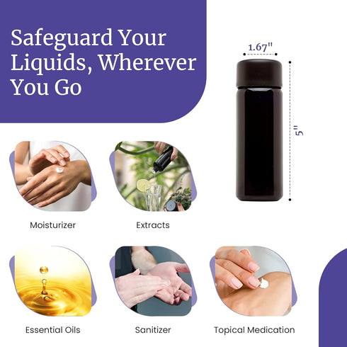 Infinity Jars Black Ultraviolet Glass Slow Pour Screw-Top Bottle 100 ML(3.4 fl oz) Airtight Refillable Container with Neck Finish for Massage Oil,...