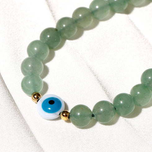 Simple Adjustable Green Aventurine Beaded Anklet Protection Amulet Ankle Bracelets for Women Wealth and Prosperity Handmade Evil Eye Jewelry Boho ...