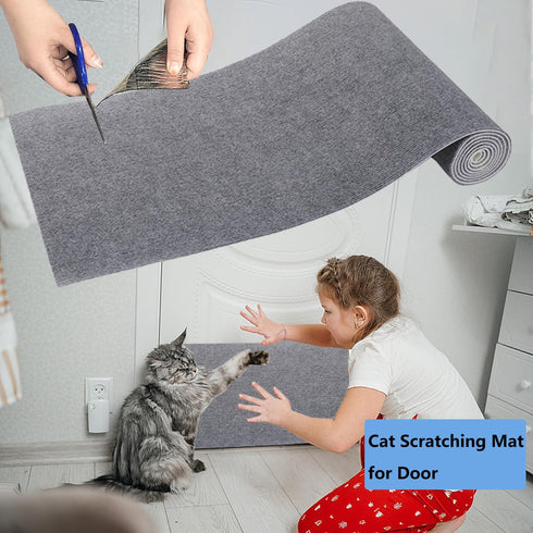 Cat Scratching Mat 78.7"x15.8" Trimmable Self-Adhesive Carpet Mat Replacement for Cat Tree Shelf Shelves, Cat Wall Furniture Steps, Cat Scratching...