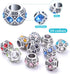 Rhinestone European Beads, 30pcs 10 Colors Large Hole Crystal Spacer Beads Loose Rondelle Charm Beads Crafts Supplies for DIY Snake Chain Bracelet...