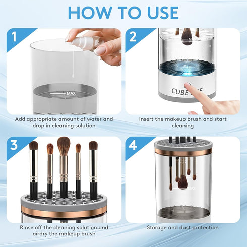Electric Makeup Brush Cleaner, Updated Automatic Spinning Makeup Brush Cleaner, 1200mAh Cosmetic Brush Cleaner For All Type Makeup Brushes, Makeup...
