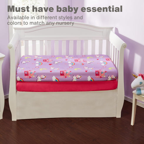 EVERYDAY KIDS 2 Pack Fitted Girls Crib Sheet, 100% Soft Breathable Microfiber, Baby Sheet, Fits Standard Size Crib Mattress 28in x 52in, Nursery S...