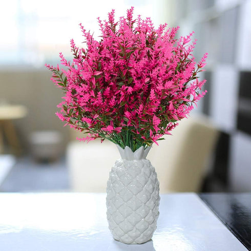 GREENRAIN 8 Bundles Artificial Lavender Flowers Outdoor Fake Flowers for Decoration UV Resistant No Fade Faux Plastic Plants Garden Porch Window B...