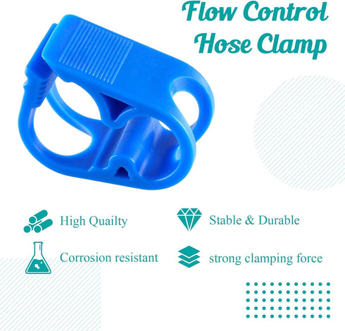 5 Pcs Plastic Tubing Clamps, 1/4" - 1/2" Tube O.D. Adjustable Tube Clamp Shut Off Hose Clamp, Laboratory Pinch Valve Flow Control Hose Clamp?Blue?...