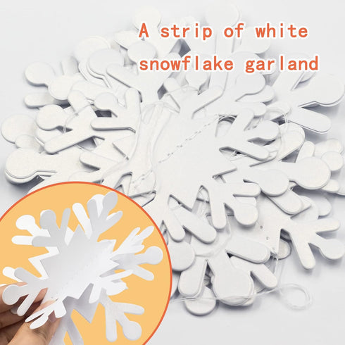 Winter Wonderland Frozen Party Snowflakes Decorations White 12pcs Hanging 3D Paper Snowflakes and Snowflake Garland for Christmas Birthday Party D...