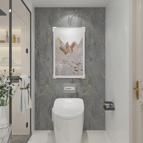 12”x100” Gold Grey Matte Marble Contact Paper for Countertops Waterproof Peel and Stick Countertops Marble Wallpaper for Bathroom Self Adhesive Co...
