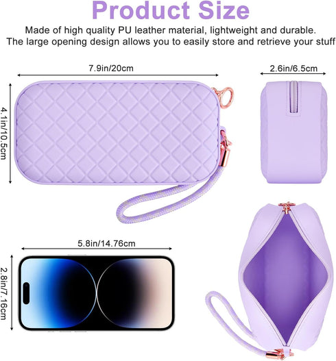 Portable Travel Makeup Bag,Soft Silicone Waterproof Toiletry Cosmetic Bag for Women,Upgrade Anti-Fall Out Zipper Closure Organizer Makeup Case -(L...