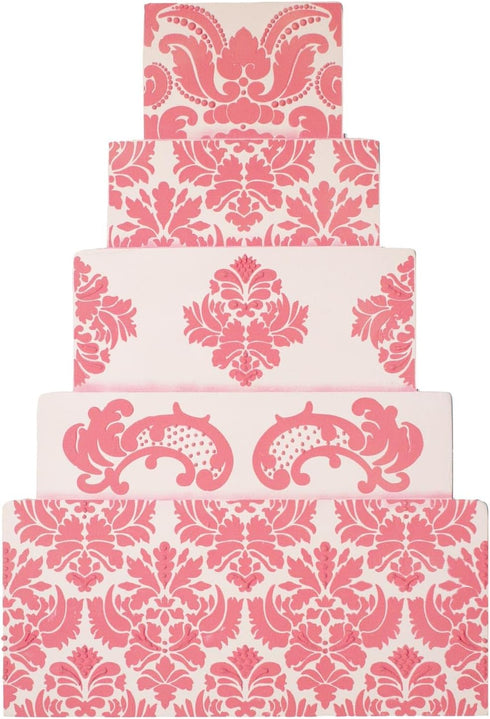 Designer Stencils C405 Damask Cake Tier 5 Cake Stencil, Beige/semi-transparent 3.1" x 13.5"...