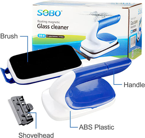Magnetic Aquarium Fish Tank Cleaner, Fish Tank Magnetic Glass Cleaner, Glass Algae Fish Tank Scrapers Glass Cleaner Floating Brush with Handle Des...